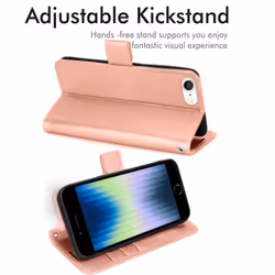 iPhone SE 2022 5G / 2020, iPhone 8/7/6 Leather Wallet Case, Flip Case Cover, Card Holder, Stand, Wrist Strap - PU Leather, Magnetic Closure Case