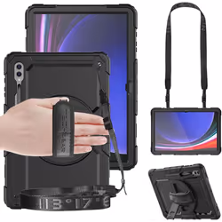 [UTILITY Case] Full Body Shockproof Case with Stand, Hand & Shoulder Strap for Samsung Galaxy Tab S9 Ultra (SM-X910, SM-X916  ...