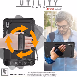 [UTILITY Case] Full Body Shockproof Case with Stand, Hand & Shoulder Strap for Samsung Galaxy Tab S9 Ultra (SM-X910, SM-X916 Series)