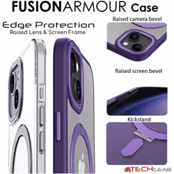 Apple iPhone 15 Stand Case [Fusion Armour Ring] Premium Hybrid Tough Rugged Protective Magnetic Kickstand Case, Compatible with MagSafe Case