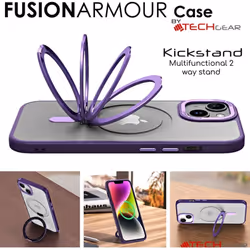 Apple iPhone 15 Stand Case [Fusion Armour Ring] Premium Hybrid Tough Rugged Protective Magnetic Kickstand Case, Compatible with MagSafe Case