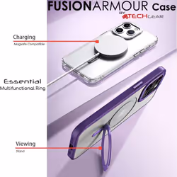 iPhone 15 Pro Max Stand Case [Fusion Armour Ring] Premium Hybrid Tough Rugged Protective Magnetic Kickstand Case, Compatible with MagSafe Case