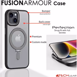 iPhone 15 Plus Stand Case [Fusion Armour Ring] Premium Hybrid Tough Rugged Protective Magnetic Kickstand Case
