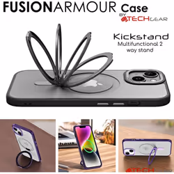 iPhone 15 Plus Stand Case [Fusion Armour Ring] Premium Hybrid Tough Rugged Protective Magnetic Kickstand Case