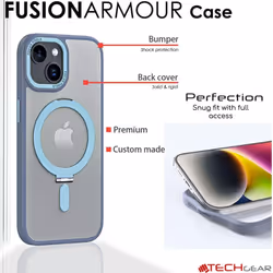 iPhone 15 Plus Stand Case [Fusion Armour Ring] Premium Hybrid Tough Rugged Protective Magnetic Kickstand Case