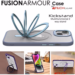 iPhone 15 Plus Stand Case [Fusion Armour Ring] Premium Hybrid Tough Rugged Protective Magnetic Kickstand Case