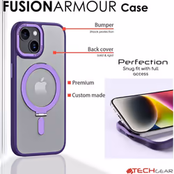iPhone 15 Plus Stand Case [Fusion Armour Ring] Premium Hybrid Tough Rugged Protective Magnetic Kickstand Case