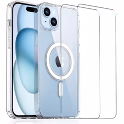 iPhone 15 Magnetic Case [Fusion HD] + 2 Pack Glass Screen Protector, Shockproof, Anti-Scratch, Hybrid Drop Protection, Gel Bu ...