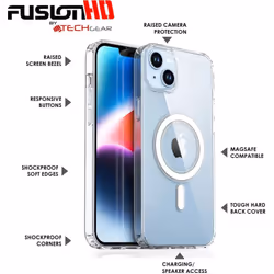 Apple iPhone 15 Plus Magnetic Case [Fusion HD] Shockproof, Anti-Scratch Slim & Light, Hybrid Drop Protection, Gel Bumper & Clear Hard Back