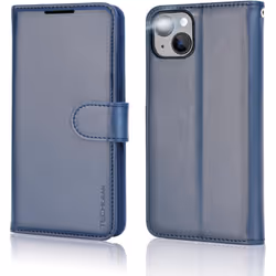 Apple iPhone 15 Leather Wallet Case, Flip Protective Case Cover with Wallet Card Holder, Stand and Wrist Strap PU Leather Case with Magnetic Closure