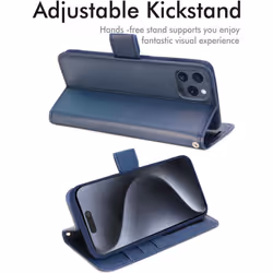 Appple iPhone 15 Pro Max Leather Wallet Case, Flip Protective Case Cover with Wallet Card Holder, Stand and Wrist Strap PU Leather Case