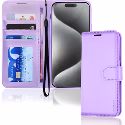 Appple iPhone 15 Pro Max Leather Wallet Case, Flip Protective Case Cover with Wallet Card Holder, Stand and Wrist Strap PU Le ...