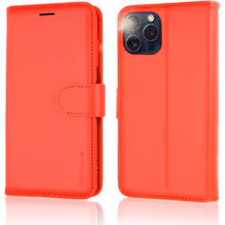 Appple iPhone 15 Pro Max Leather Wallet Case, Flip Protective Case Cover with Wallet Card Holder, Stand and Wrist Strap PU Leather Case