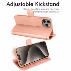 Appple iPhone 15 Pro Max Leather Wallet Case, Flip Protective Case Cover with Wallet Card Holder, Stand and Wrist Strap PU Leather Case