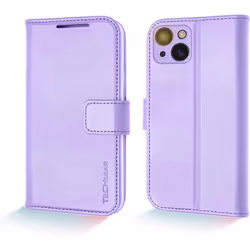 Wallet Case for iPhone 15, Genuine Leather Magnetic Flip [RFID Blocking] Case with Shockproof TPU Holder, Card Slots, Stand F ...