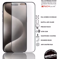 Anti Glare Screen Protector for iPhone 15 Pro Max - MATTE 3D GLASS Edition Genuine Tempered Glass Full Screen Protector Guard Cover
