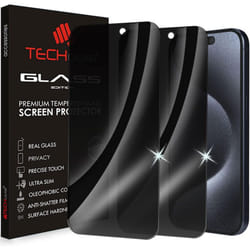 [2 Pack] Anti Spy Screen Protector for iPhone 15 Pro Max - PRIVACY Filter 3D GLASS Edition Genuine Tempered Glass Full Screen Protector Guard Cover