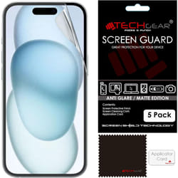 [5 Pack] Matte Screen Protectors for iPhone 15 Plus - ANTI GLARE / MATTE Screen Protectors With Cleaning Cloth & Application Card