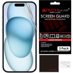 [3 Pack] Screen Protectors for iPhone 15 - CLEAR LCD Screen Protector Film Guard Covers with Cleaning Cloth & Application Card