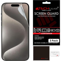[3 Pack] Screen Protectors for iPhone 15 Pro - CLEAR LCD Screen Protector Guard Covers with Cleaning Cloth & Application Card
