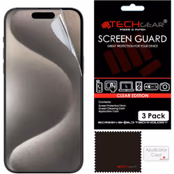 [3 Pack] Screen Protectors for iPhone 15 Pro Max - CLEAR LCD Screen Protector Film Guard Covers with Cleaning Cloth & Applica ...