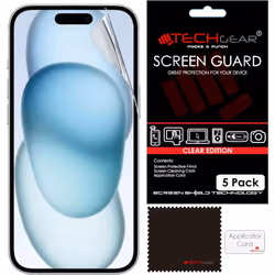 [5 Pack] Screen Protectors for iPhone 15 Plus - CLEAR LCD Screen Protector Film Guard Covers with Cleaning Cloth & Applicatio ...