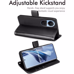 [Leather Wallet Case] Protective Cover with Cash & Card Holder, Stand and Wrist Strap For Oppo Reno 10 5G