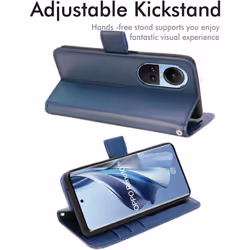 [Leather Wallet Case] Protective Cover with Cash & Card Holder, Stand and Wrist Strap For Oppo Reno 10 5G