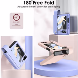 Samsung Galaxy Z Flip 5 Case, Z Flip 5 Leather Case with Leather Finger Holder, Hard PC Shockproof Case