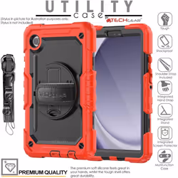 [UTILITY Case] Full Body Shockproof Case with Stand, Hand & Shoulder Strap for Samsung Galaxy Tab A9 8.7" (SM-X110 / SM-X115)