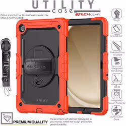 [UTILITY Case] Full Body Shockproof Case with Stand, Hand & Shoulder Strap for Samsung Galaxy Tab A9 Plus 11" (SM-X210 / SM-X215)