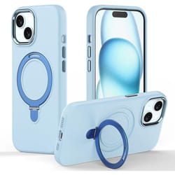 Premium Liquid Silicone Shockproof Anti-Scratch Magnetic Kickstand Case, Soft Microfibre Lining, Compatible with MagSafe Case for iPhone 15 Plus