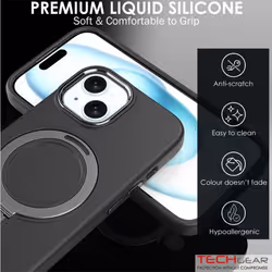 Premium Liquid Silicone Shockproof Anti-Scratch Magnetic Kickstand Case, Soft Microfibre Lining, Compatible with MagSafe Case for iPhone 15 Plus