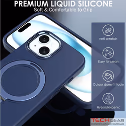Premium Liquid Silicone Shockproof Anti-Scratch Magnetic Kickstand Case, Soft Microfibre Lining, Compatible with MagSafe Case for iPhone 15 Plus