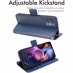 [Leather Wallet Case] Protective Cover with Cash & Card Holder, Stand and Wrist Strap For Motorola Moto G54 5G