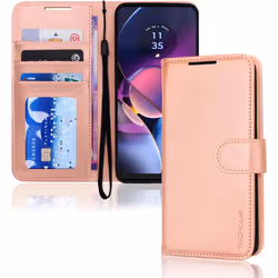 [Leather Wallet Case] Protective Cover with Cash & Card Holder, Stand and Wrist Strap For Motorola Moto G54 5G