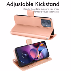 [Leather Wallet Case] Protective Cover with Cash & Card Holder, Stand and Wrist Strap For Motorola Moto G54 5G