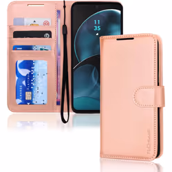 [Leather Wallet Case] Protective Cover with Cash & Card Holder, Stand and Wrist Strap For Motorola Moto G14