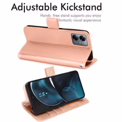 [Leather Wallet Case] Protective Cover with Cash & Card Holder, Stand and Wrist Strap For Motorola Moto G14