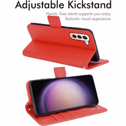 [Leather Wallet Case] Protective Cover with Cash & Card Holder, Stand and Wrist Strap For Samsung Galaxy S24 5G