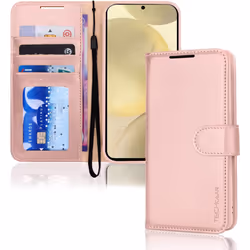 [Leather Wallet Case] Protective Cover with Cash & Card Holder, Stand and Wrist Strap For Samsung Galaxy S24 Plus