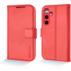 [Leather Wallet Case] Genuine Leather [RFID Blocking] Magnetic Flip Case with Card & Slots and Stand For Samsung Galaxy S24 5 ...