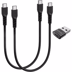 USB C to USB C Charger Cable (30CM+30CM+Adapter) 60W STRONG Cable Fast Charging Data Lead iPhone 15, iPad Pro 2022, MacBook P ...