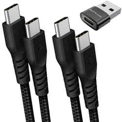 USB C to USB C Charger Cable 60W (1M+2M+Adapter) 60W STRONG Cable Fast Charging Data Lead iPhone 15, iPad Pro 2022, MacBook Pro, Samsung S24/A25s