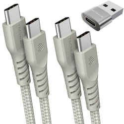 USB C to USB C Charger Cable 60W (1M+2M+Adapter) 60W STRONG Cable Fast Charging Data Lead iPhone 15, iPad Pro 2022, MacBook Pro, Samsung S24/A25s