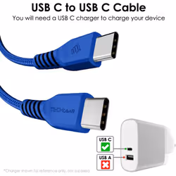 USB C to USB C Charger Cable 60W STRONG Fast Charging Type C Data Lead for iPhone 15, iPad Pro 12.9, MacBook Pro, Samsung S24/S22/A04s, Pixel 8 [30CM]