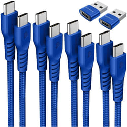 USB C to USB C Charger Cable 60W STRONG Cable Fast Charging Data Lead for iPhone 15, iPad Pro, Samsung S24, Pixel 8 - 6Pack 0.3M+1M+2M+3M+2x Adapter