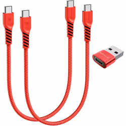 USB C to USB C Charger Cable (30CM+30CM+Adapter) 60W STRONG Cable Fast Charging Data Lead iPhone 15, iPad Pro 2022, MacBook P ...