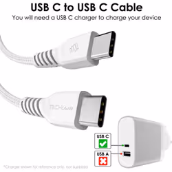 USB C to USB C Charger Cable 60W STRONG Fast Charging Type C Data Lead for iPhone 15, iPad Pro 12.9, MacBook Pro, Samsung S24/S22/A04s, Pixel 8 [30CM]