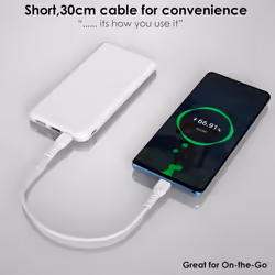 USB C to USB C Charger Cable 60W STRONG Fast Charging Type C Data Lead for iPhone 15, iPad Pro 12.9, MacBook Pro, Samsung S24/S22/A04s, Pixel 8 [30CM]
